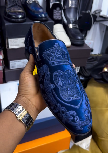 Men's Classic Handmade Debossed Velour Slip On loafers