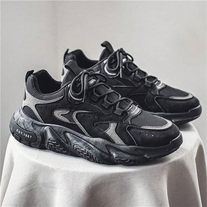 Men's Fashionable Patchwork Sporty Chunky Lace Up Low Top Sneakers