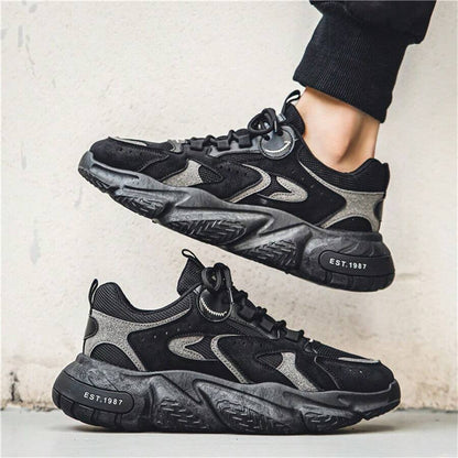 Men's Fashionable Patchwork Sporty Chunky Lace Up Low Top Sneakers