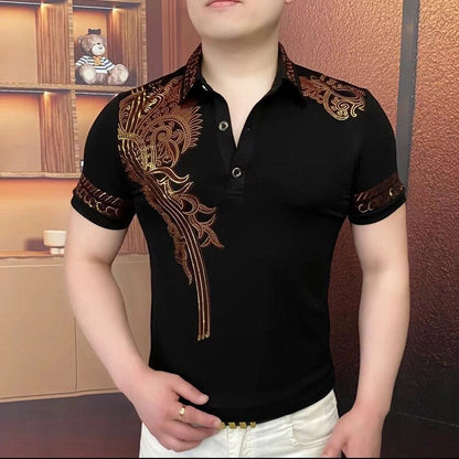 Gold-plated Wing Polo Shirt Quality Men's Lapel T-Shirt