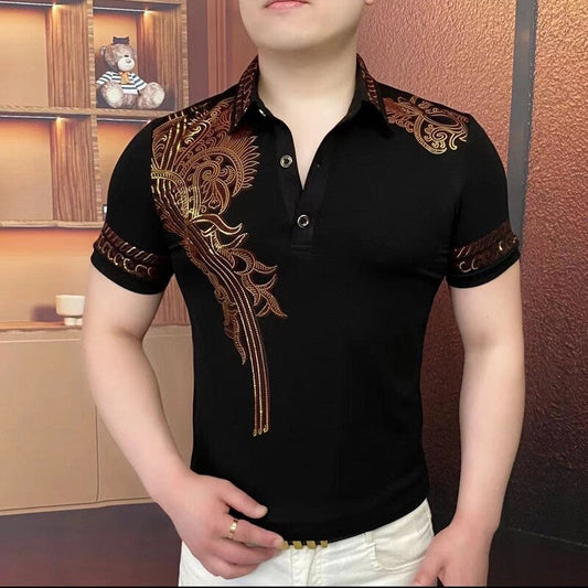 Gold-plated Wing Polo Shirt Quality Men's Lapel T-Shirt