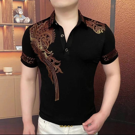 Gold-plated Wing Polo Shirt Quality Men's Lapel T-Shirt