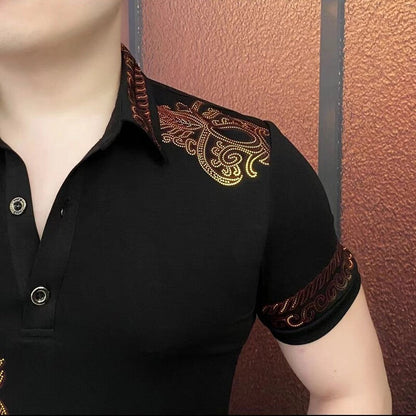 Gold-plated Wing Polo Shirt Quality Men's Lapel T-Shirt