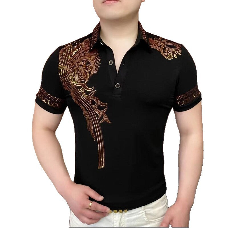 Gold-plated Wing Polo Shirt Quality Men's Lapel T-Shirt