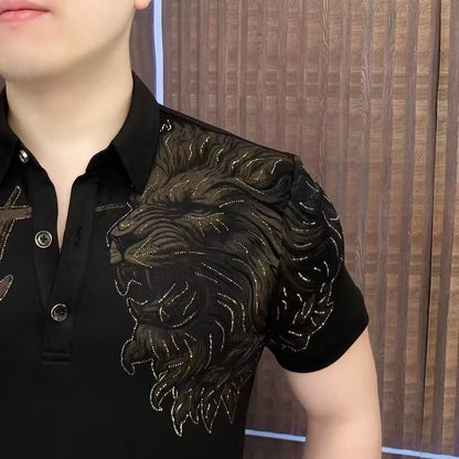 Lion Roar Men's Casual Lapel All-match Polo Shirt