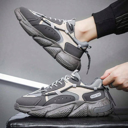 Men's Fashionable Patchwork Sporty Chunky Lace Up Low Top Sneakers