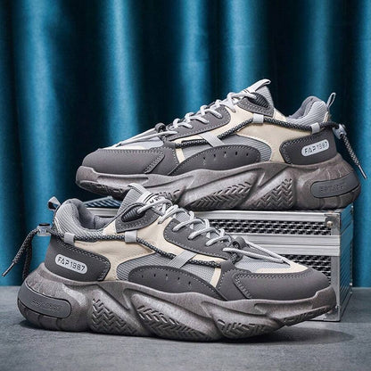 Men's Fashionable Patchwork Sporty Chunky Lace Up Low Top Sneakers