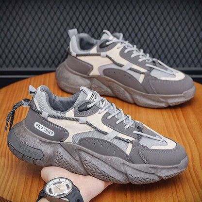 Men's Fashionable Patchwork Sporty Chunky Lace Up Low Top Sneakers