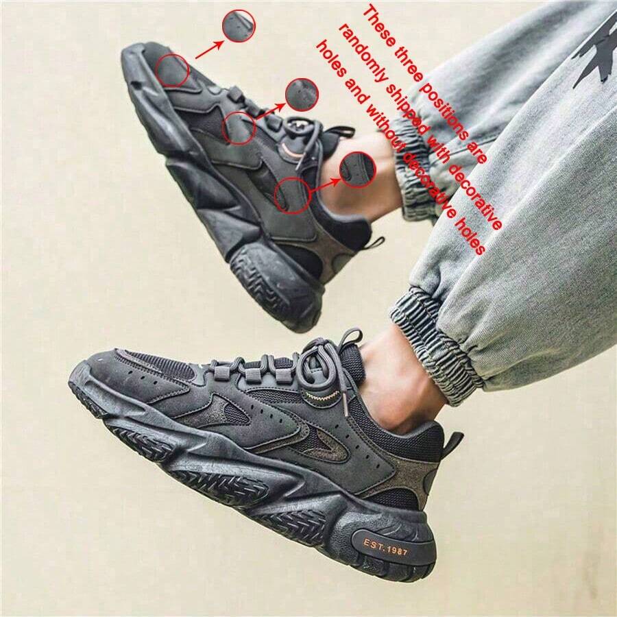 Men's Fashionable Patchwork Sporty Chunky Lace Up Low Top Sneakers