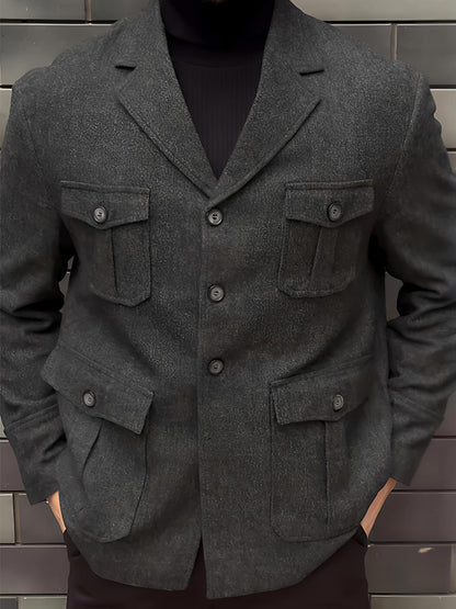 Men's Pockets Tweed Blazer