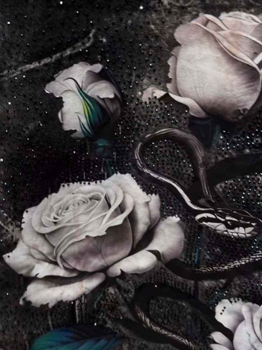 Men's Shinny Rose-print Polo Shirt