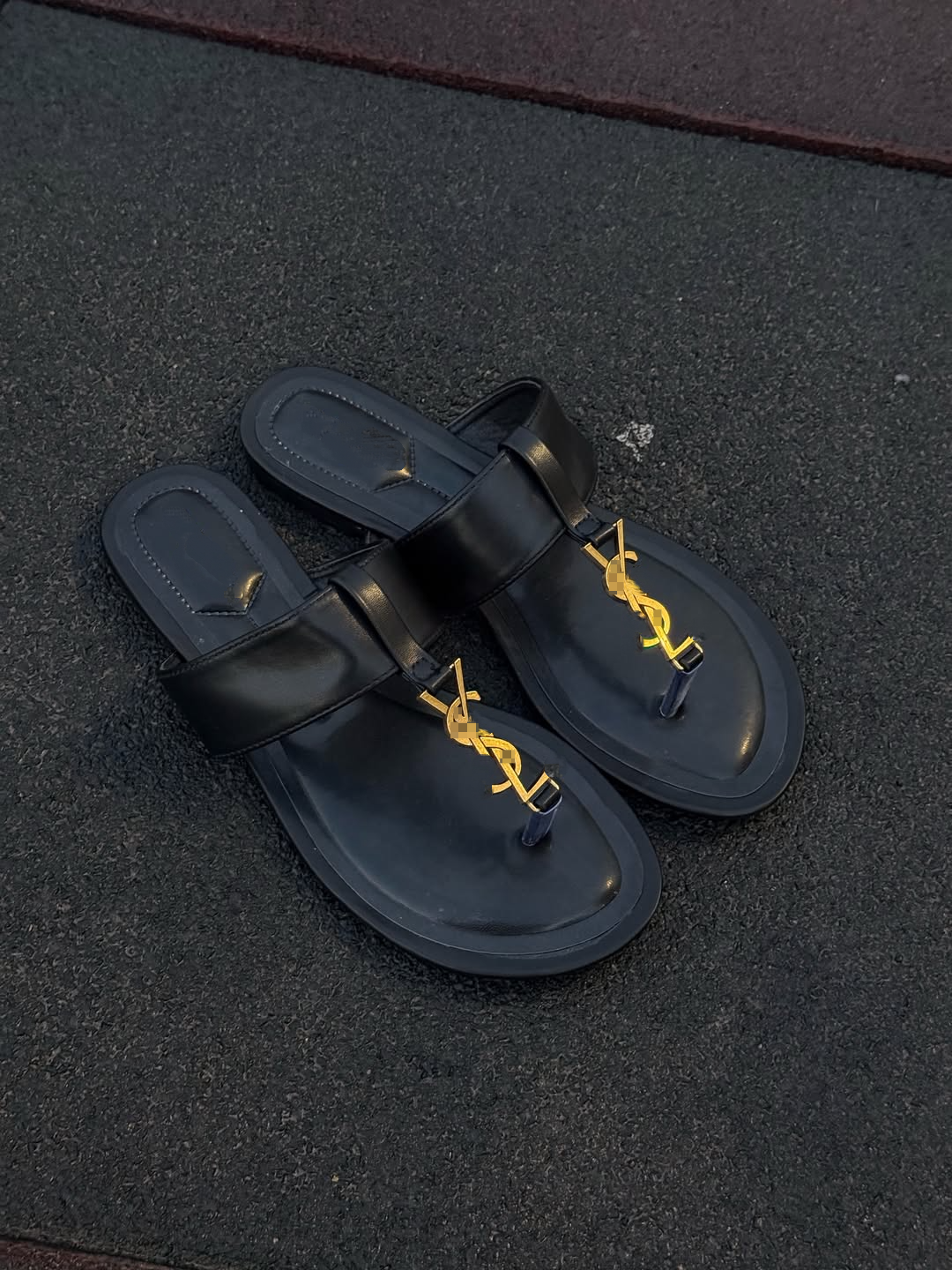 Golden Letter Thong Slide Sandals