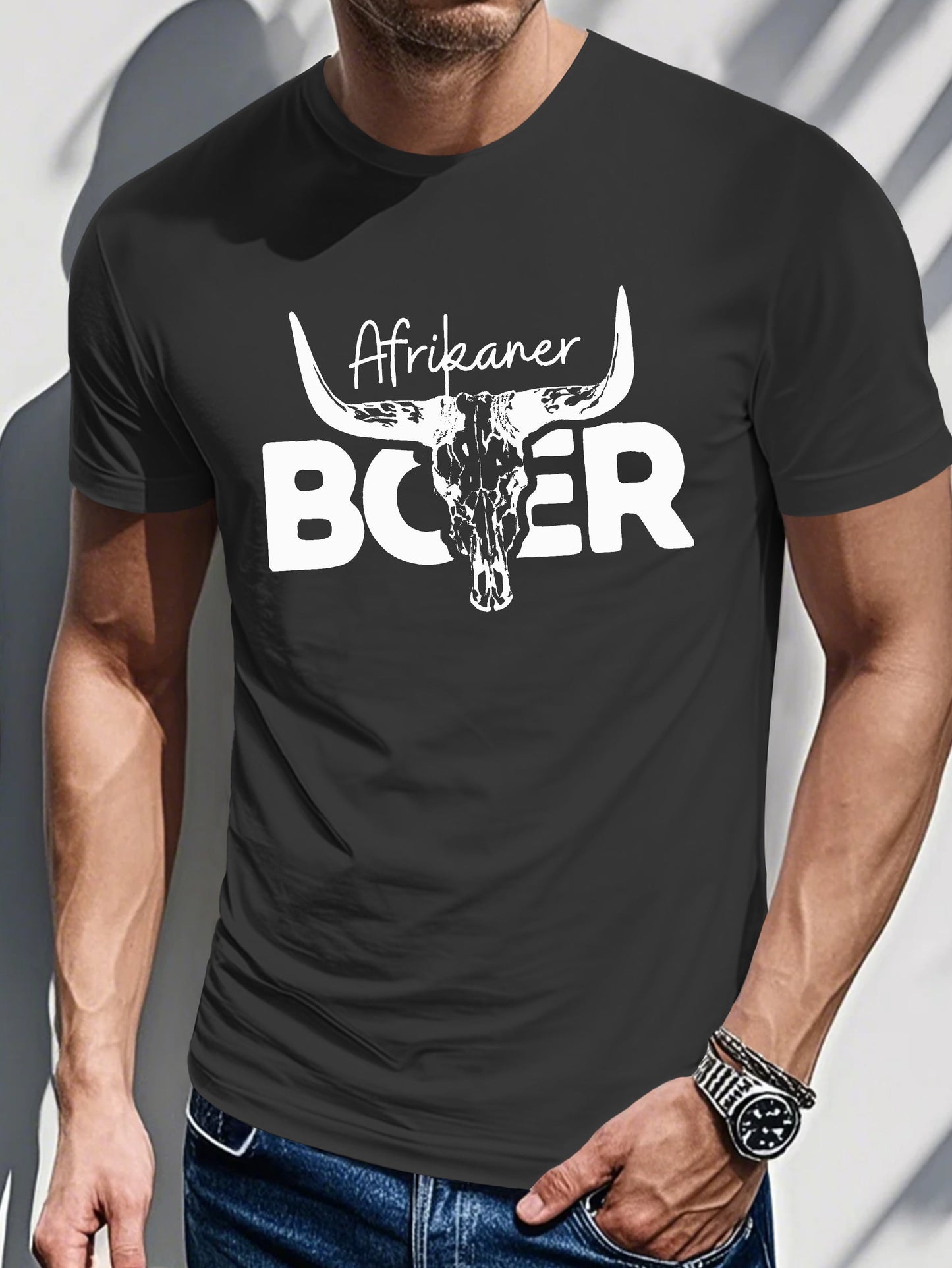 Men's Printed T-shirt-Afrikaner Boer Print