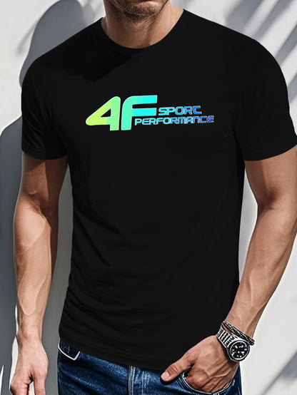 Summer Fashion Men's Geometric Pattern Letter Short Sleeve Casual T-Shirt