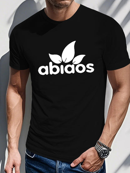 Men's Summer Casual Sports T-shirt - "Abiaos" Print Crew Neck T-Shirt