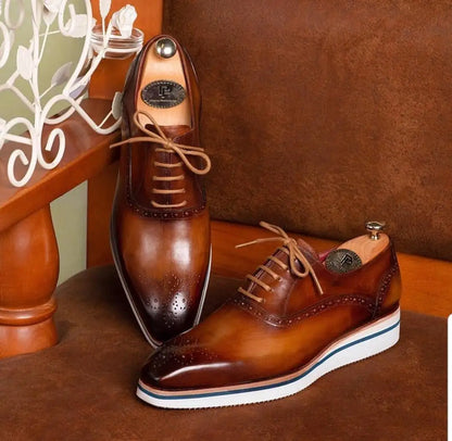 Men's Smart Casual Brown Wingtip Oxfords