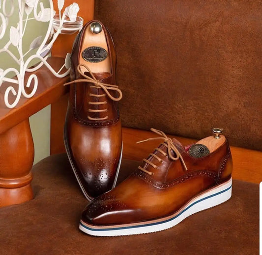 Men's Smart Casual Brown Wingtip Oxfords