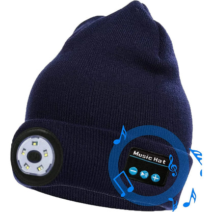 Bluetooth Beanie Hat with Light, USB Rechargeable Music Winter Hat
