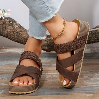 Arch Support Cross Strap Platform Sandals