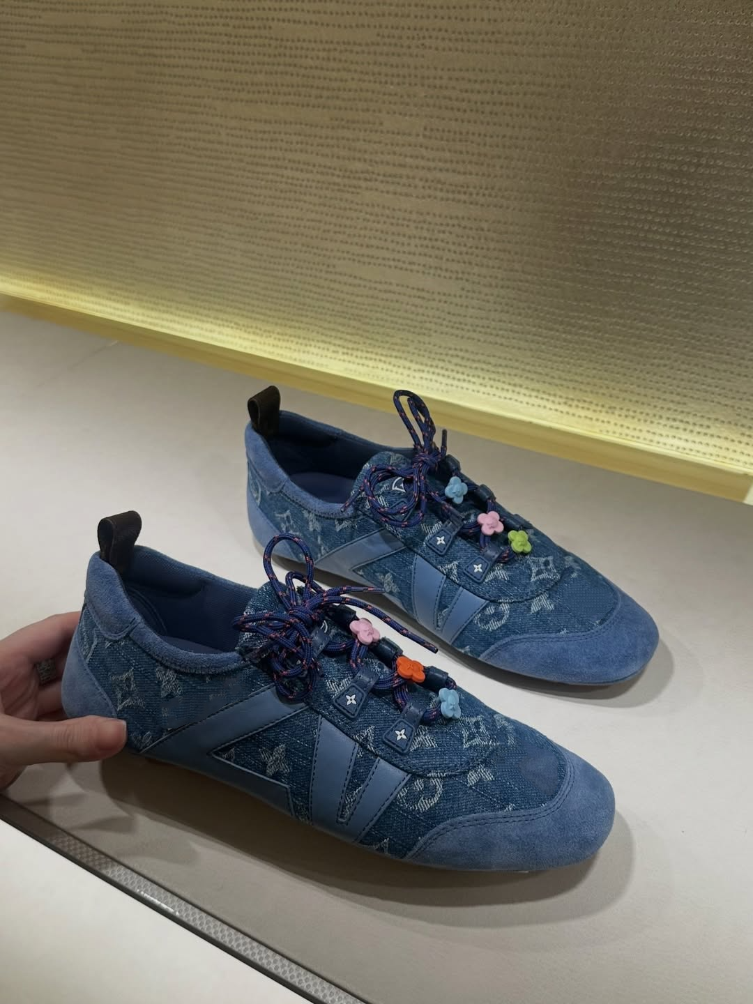Designer Style Denim Print Casual Sneakers