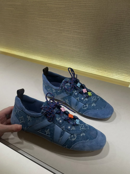 Designer Style Denim Print Casual Sneakers