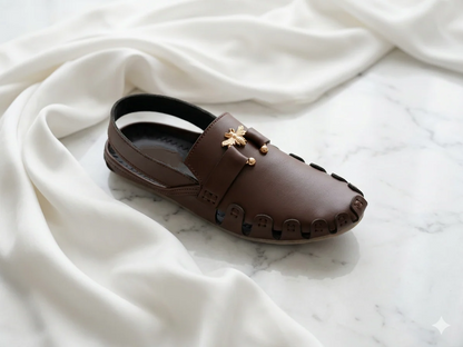 Vintage Bee Charm Leather Mule Sandals