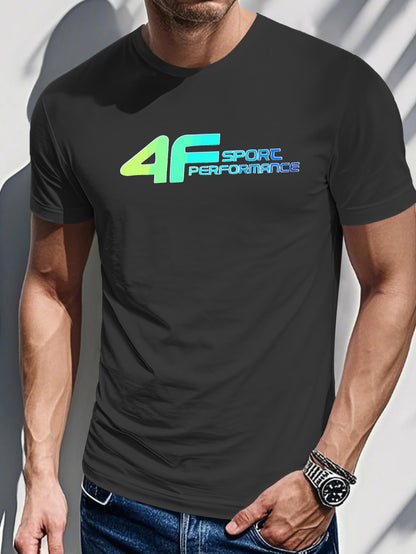 Summer Fashion Men's Geometric Pattern Letter Short Sleeve Casual T-Shirt