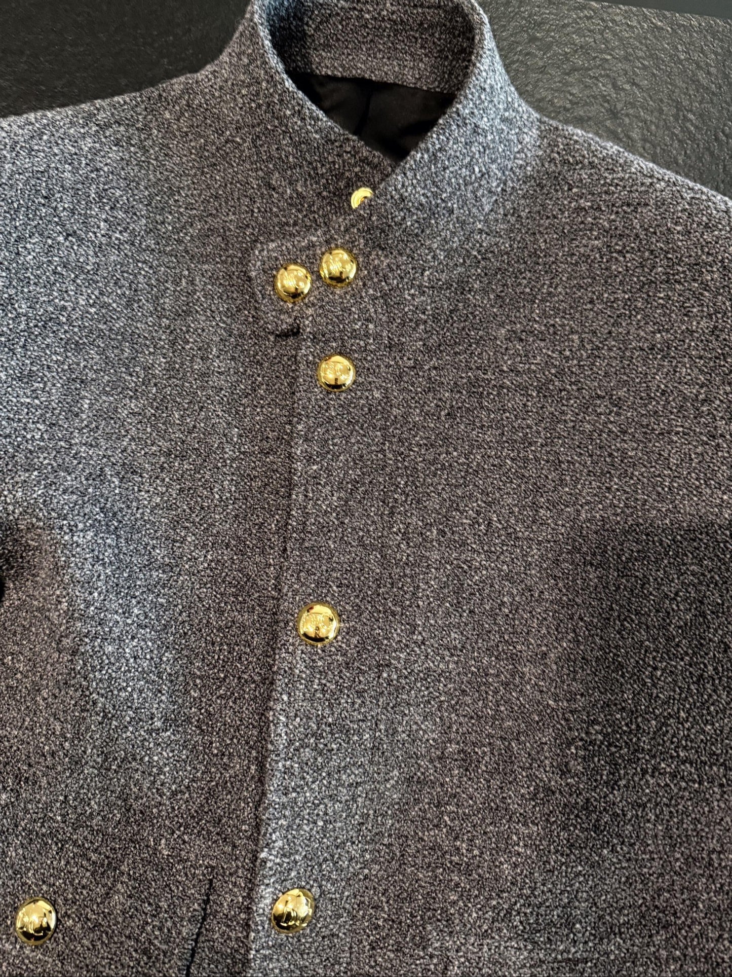 Men's Stand Collar Gold Button Jacket