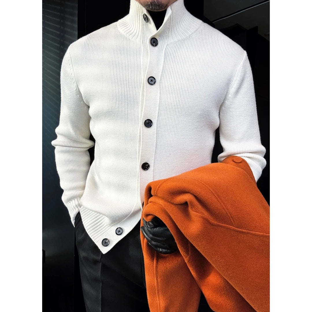 Stand Collar Knitted Cardigan Long Sleeve Jacket