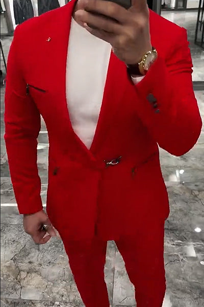 Men's velvet lace-up casual suit