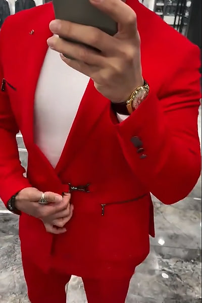 Men's velvet lace-up casual suit