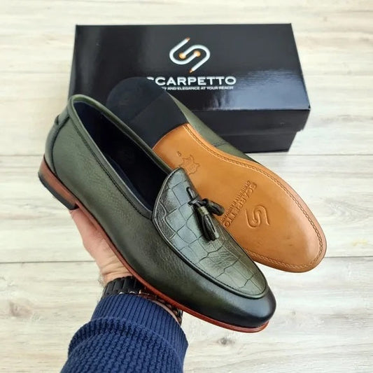 Green Croco Leather Men's Loafer