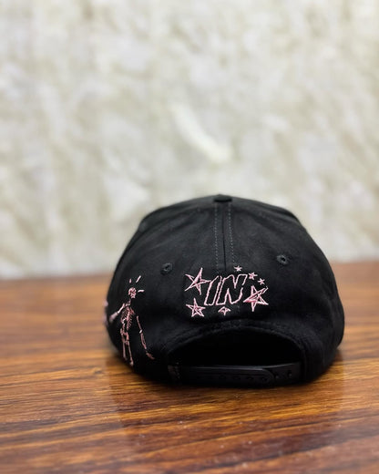 Street Style Embroidered Cap – Sad Flower & Skeleton Design