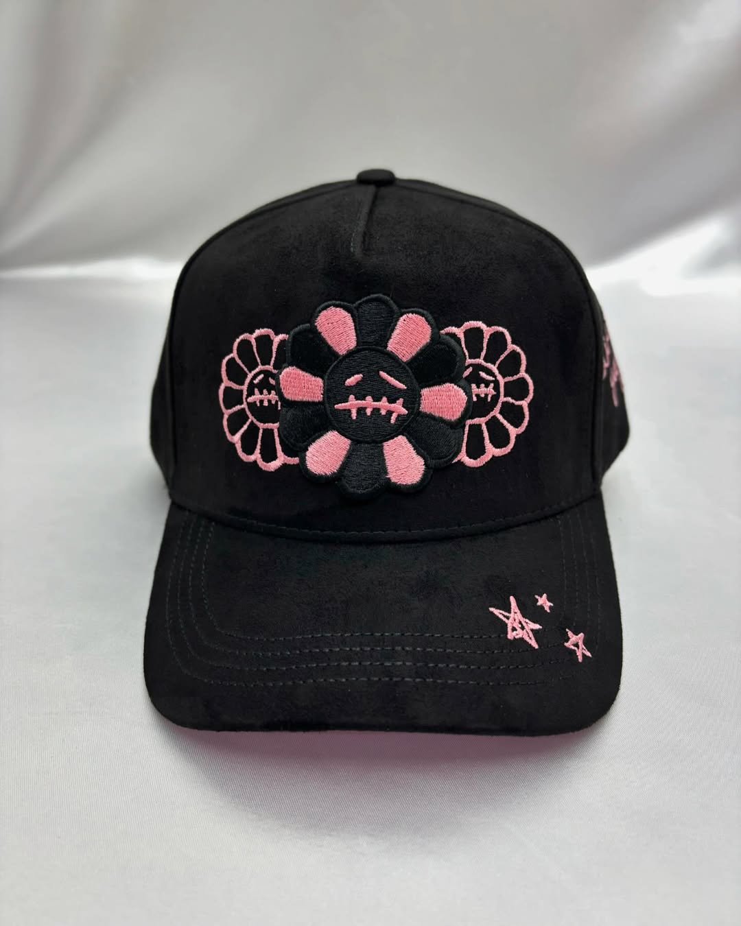 Street Style Embroidered Cap – Sad Flower & Skeleton Design