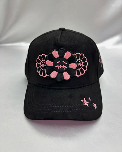 Street Style Embroidered Cap – Sad Flower & Skeleton Design