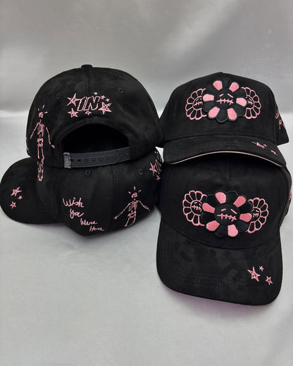 Street Style Embroidered Cap – Sad Flower & Skeleton Design
