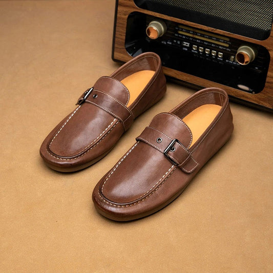 Urban Classic Buckle Leather Loafers