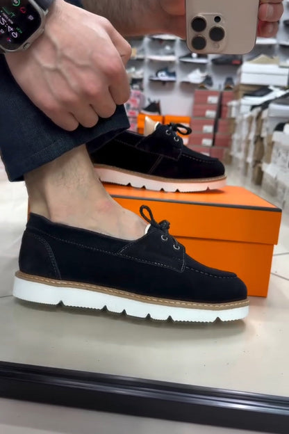 Classic Lace-Up Suede Loafers