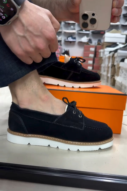 Classic Lace-Up Suede Loafers