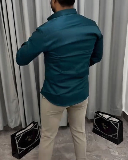 Sequined Horse Head Print Classic Shirt