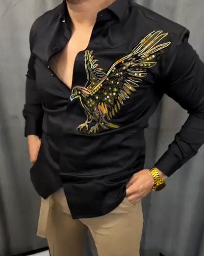 Men's Black Shirt with Vibrant Eagle Design