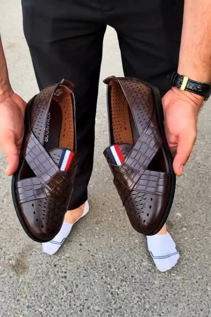 Casual Breathable Leather Slip-on Sandals