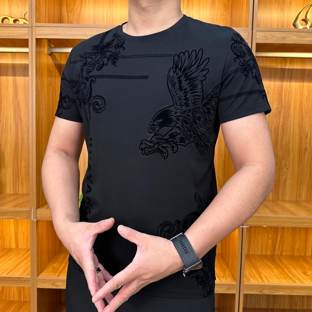 Rhinestone Eagle Vintage Stretch T-Shirt