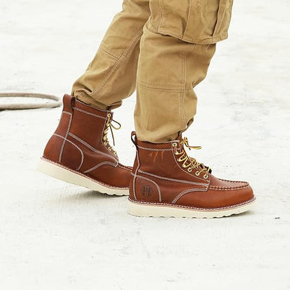 Men's 6" / 8" Slip Resiatant Soft Toe Water Resistant Leather Work Boots