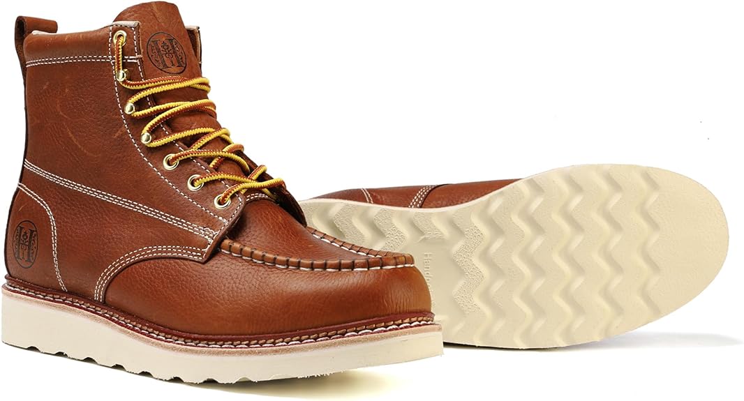 Men's 6" / 8" Slip Resiatant Soft Toe Water Resistant Leather Work Boots