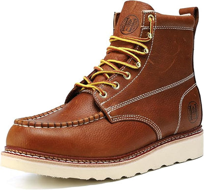 Men's 6" / 8" Slip Resiatant Soft Toe Water Resistant Leather Work Boots