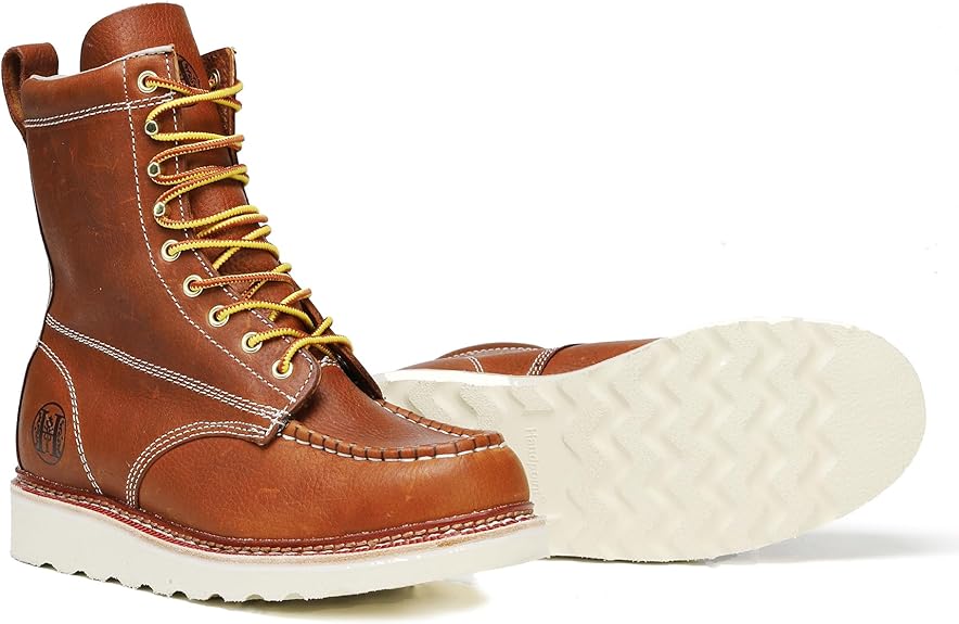 Men's 6" / 8" Slip Resiatant Soft Toe Water Resistant Leather Work Boots