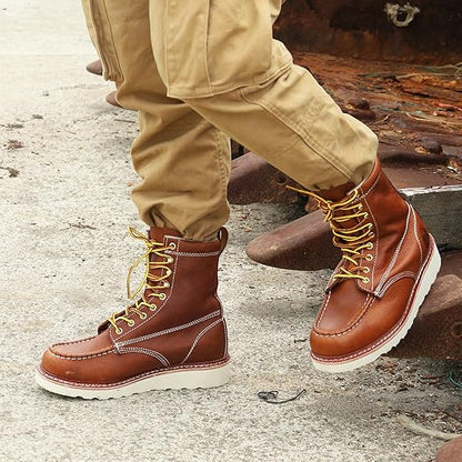 Men's 6" / 8" Slip Resiatant Soft Toe Water Resistant Leather Work Boots