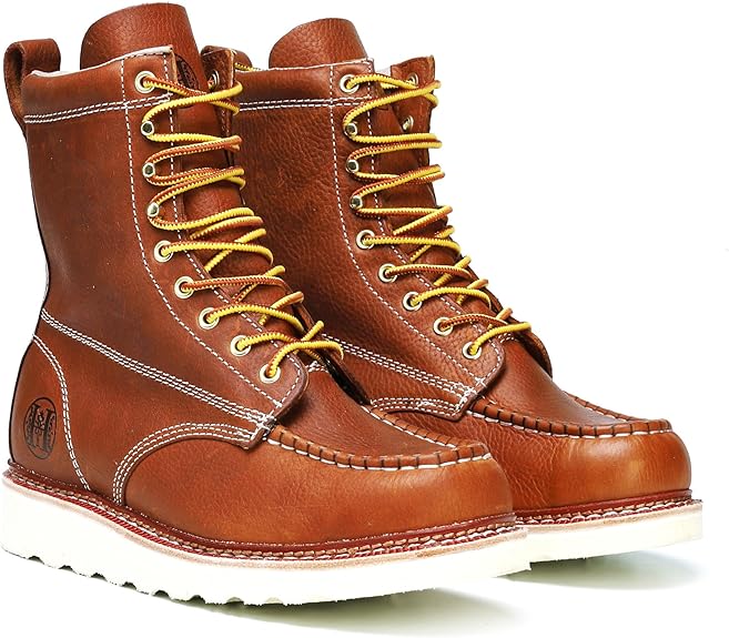 Men's 6" / 8" Slip Resiatant Soft Toe Water Resistant Leather Work Boots