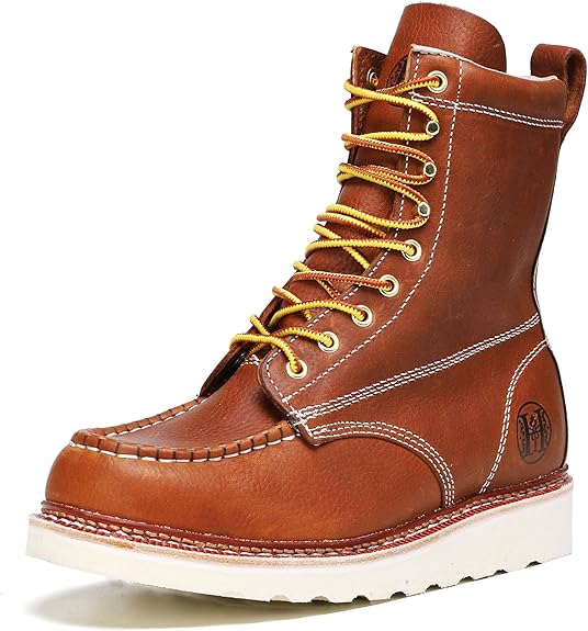 Men's 6" / 8" Slip Resiatant Soft Toe Water Resistant Leather Work Boots